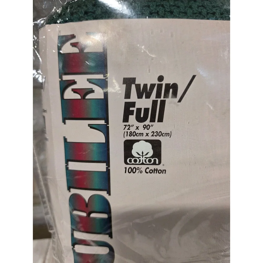 Jubilee Hunter Green Thermal Blanket 100% Cotton Twin Full 72x90 Made in USA NOS